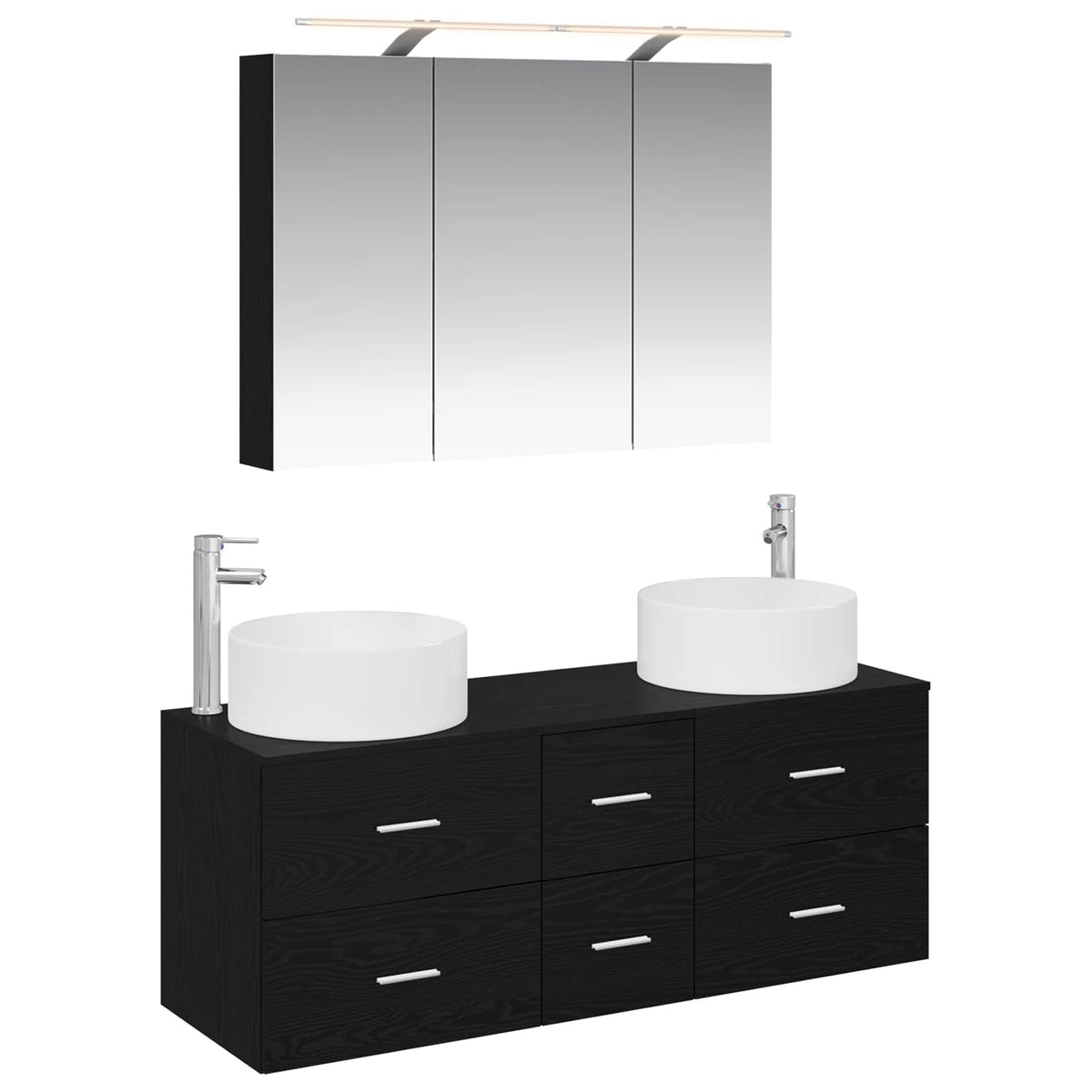 Badezimmermöbel-Set 4 stk. Schwarze Eiche