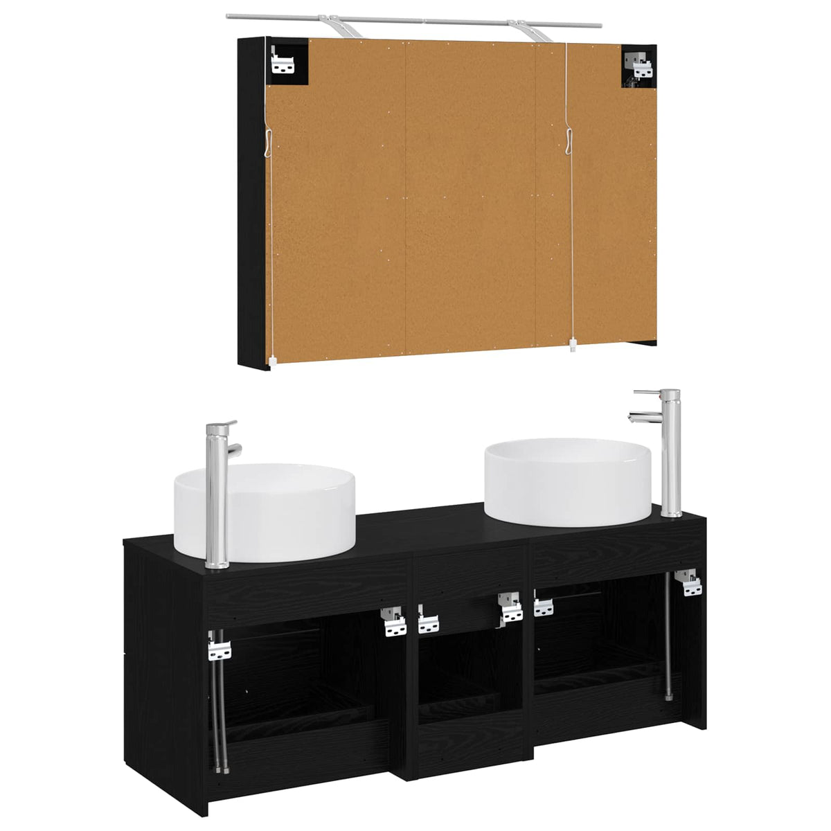 Badezimmermöbel-Set 4 stk. Schwarze Eiche