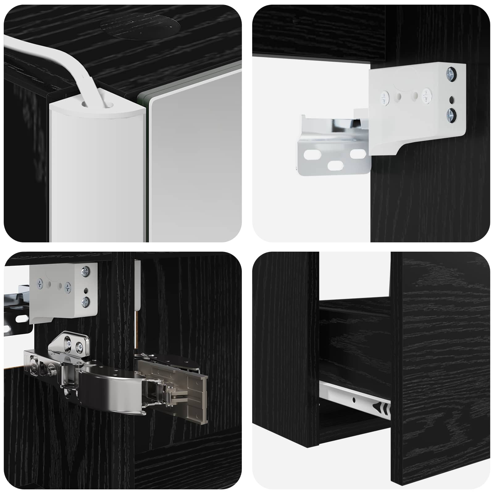 Badezimmermöbel-Set 4 stk. Schwarze Eiche