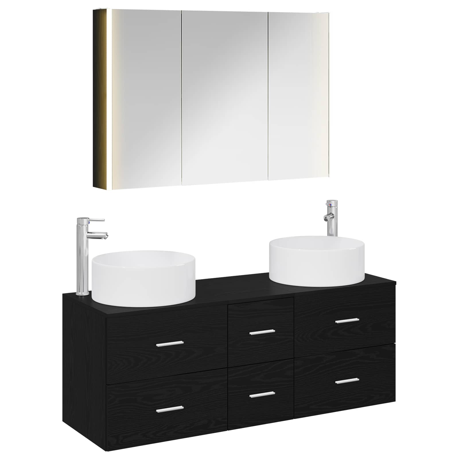 Badezimmermöbel-Set 4 stk. Schwarze Eiche