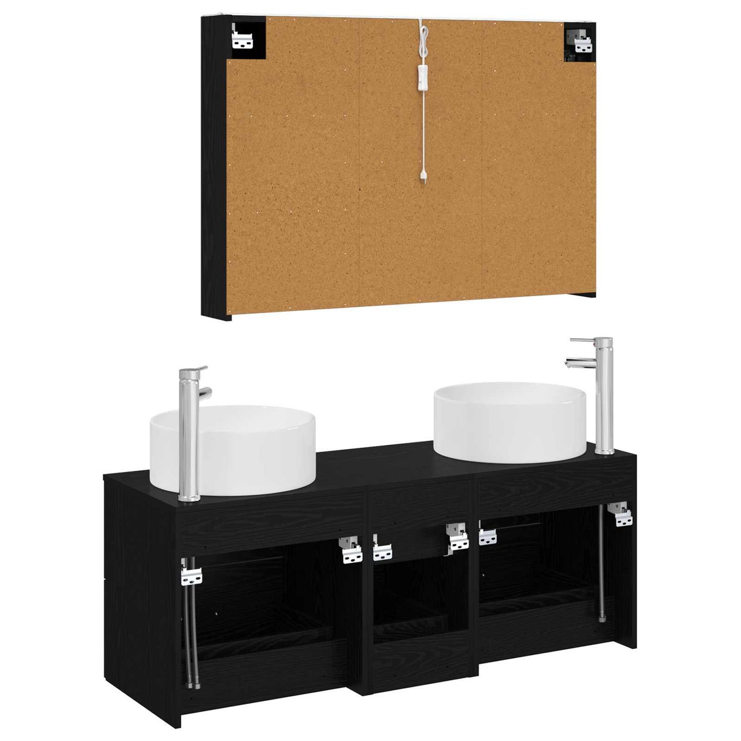 Badezimmermöbel-Set 4 stk. Schwarze Eiche