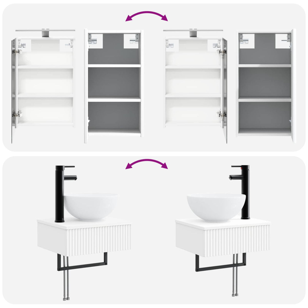 Badezimmermöbel-Set 5 stk. Weiß Ingenieurholz und Glas
