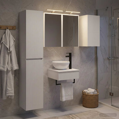Badezimmermöbel-Set 5 stk. Weiß Ingenieurholz und Glas