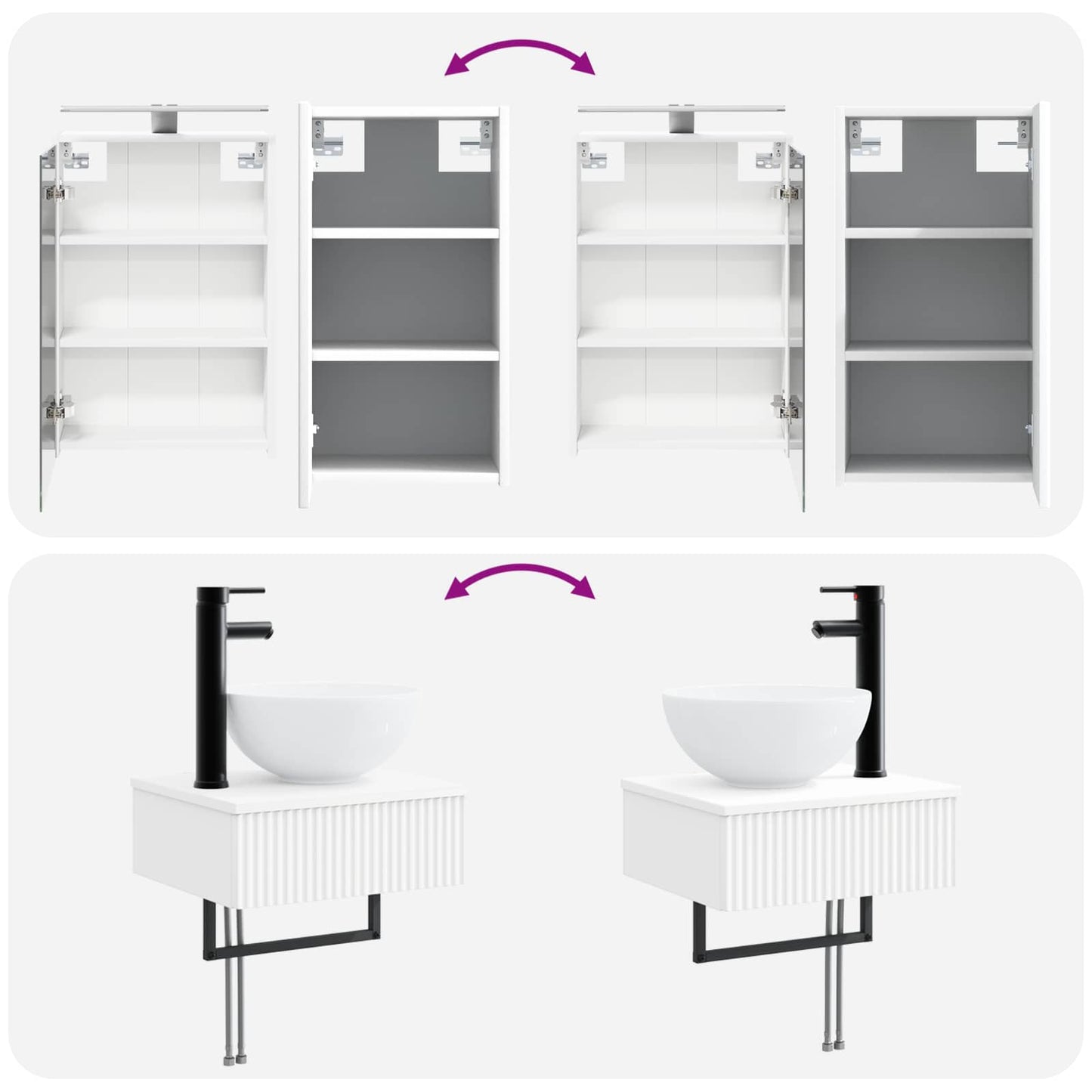 Badezimmermöbel-Set 5 stk. Weiß Ingenieurholz und Glas