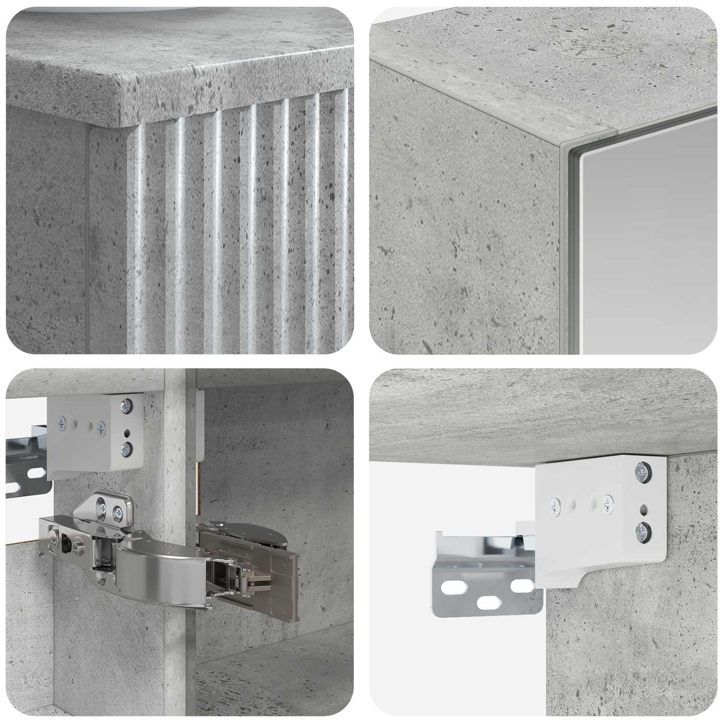 Badezimmermöbel-Set 5 stk. Betongrau Ingenieurholz und Glas