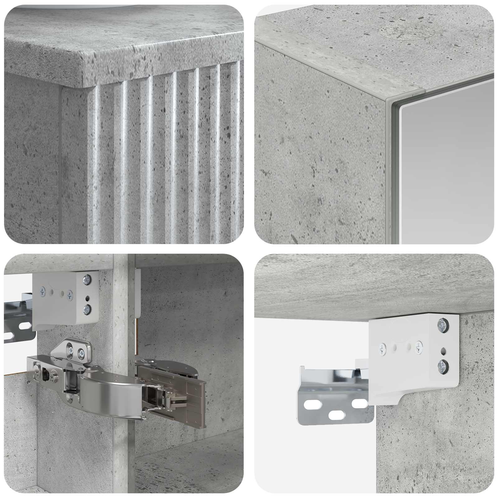 Badezimmermöbel-Set 5 stk. Betongrau Ingenieurholz und Glas