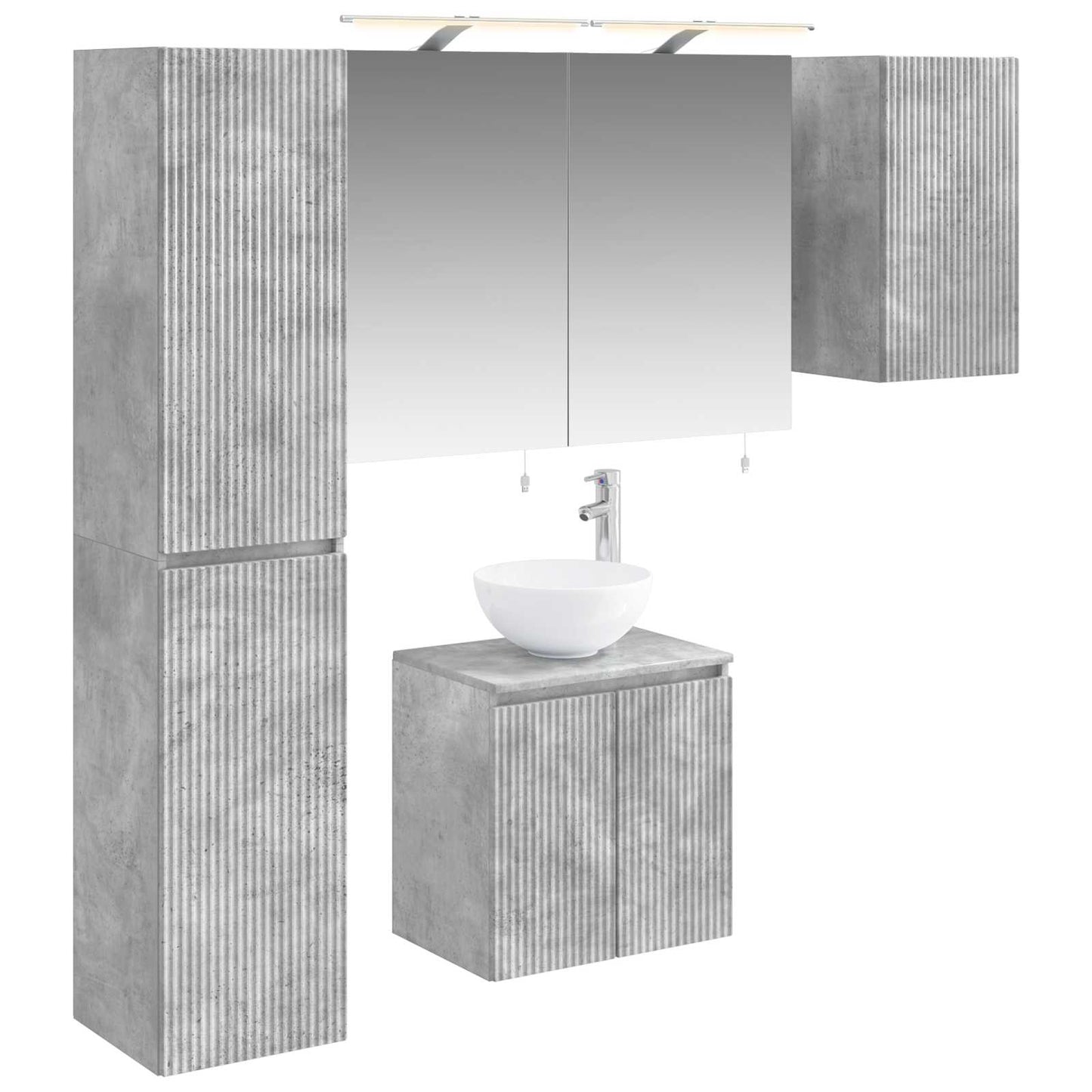 Badezimmerschrank-Set 5 stk. Betongrau Holzwerkstoff