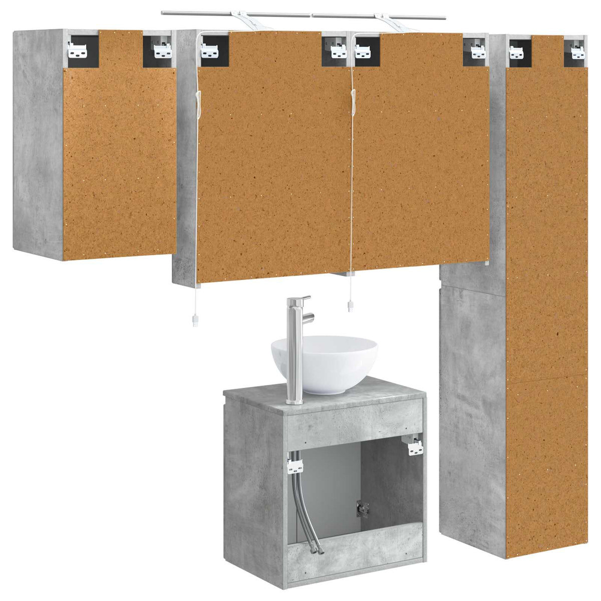 Badezimmerschrank-Set 5 stk. Betongrau Holzwerkstoff