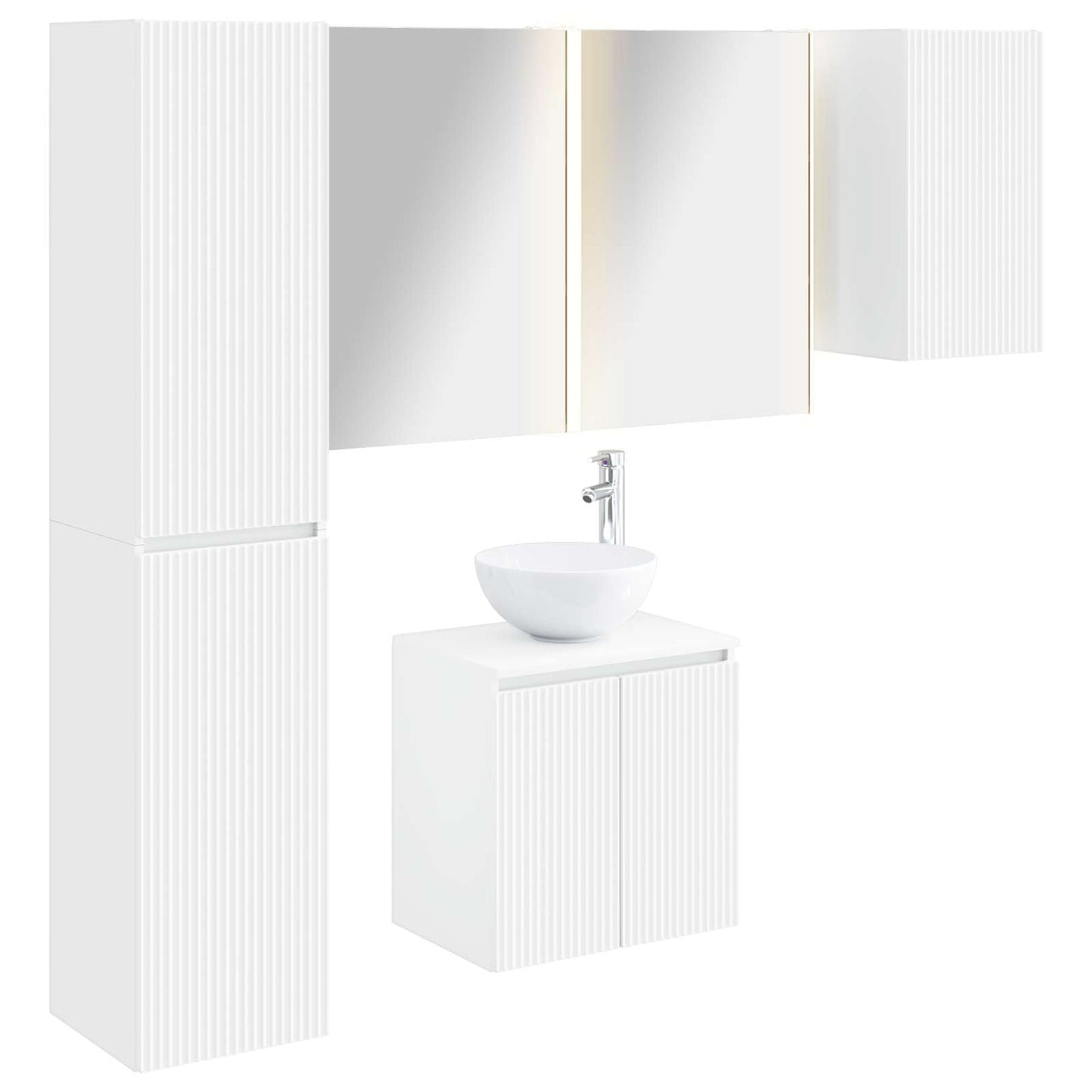 Badezimmerschrank-Set 5 stk. Weiß Holzwerkstoff