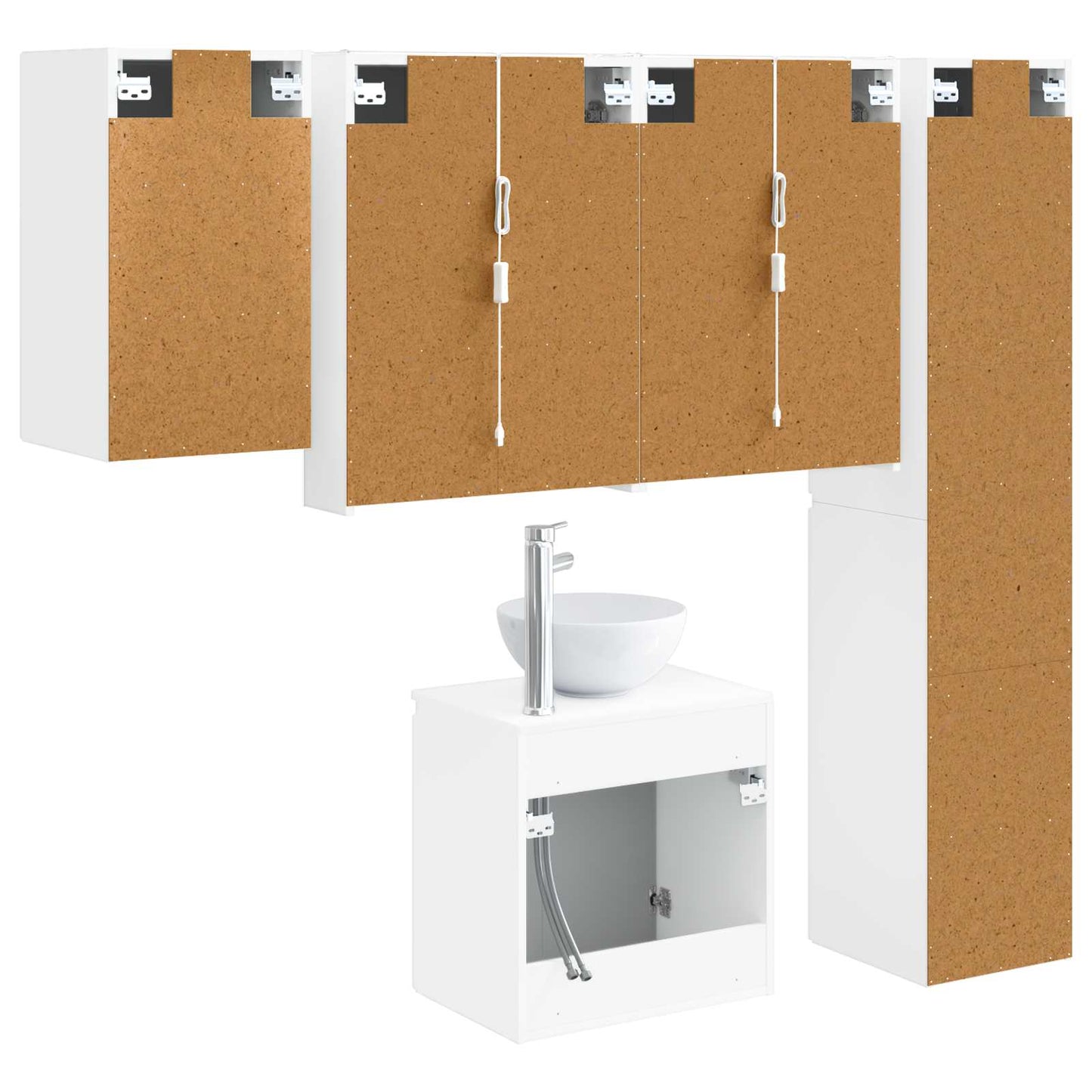 Badezimmerschrank-Set 5 stk. Weiß Holzwerkstoff