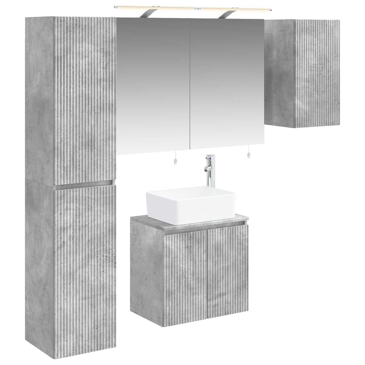 Badezimmerschrank-Set 5 stk. Betongrau Holzwerkstoff