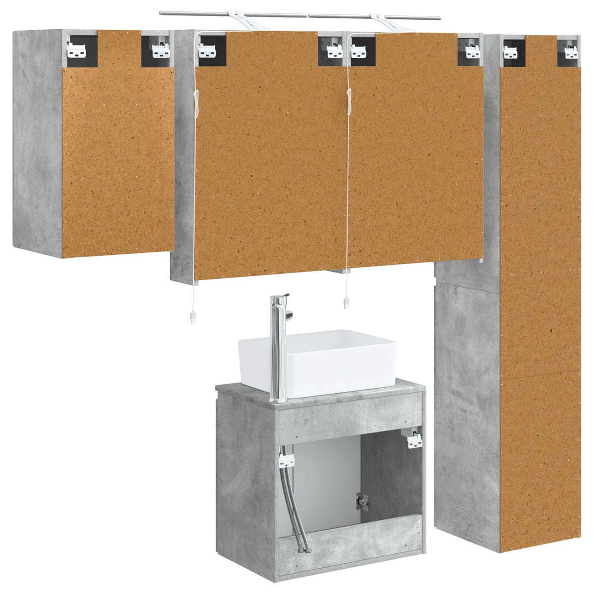 Badezimmerschrank-Set 5 stk. Betongrau Holzwerkstoff