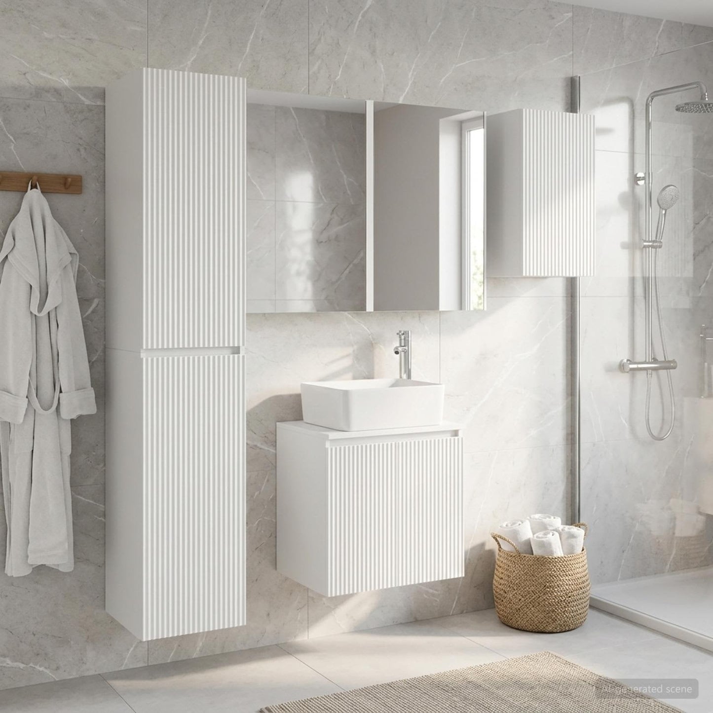 Badezimmerschrank-Set 5 stk. Weiß Holzwerkstoff