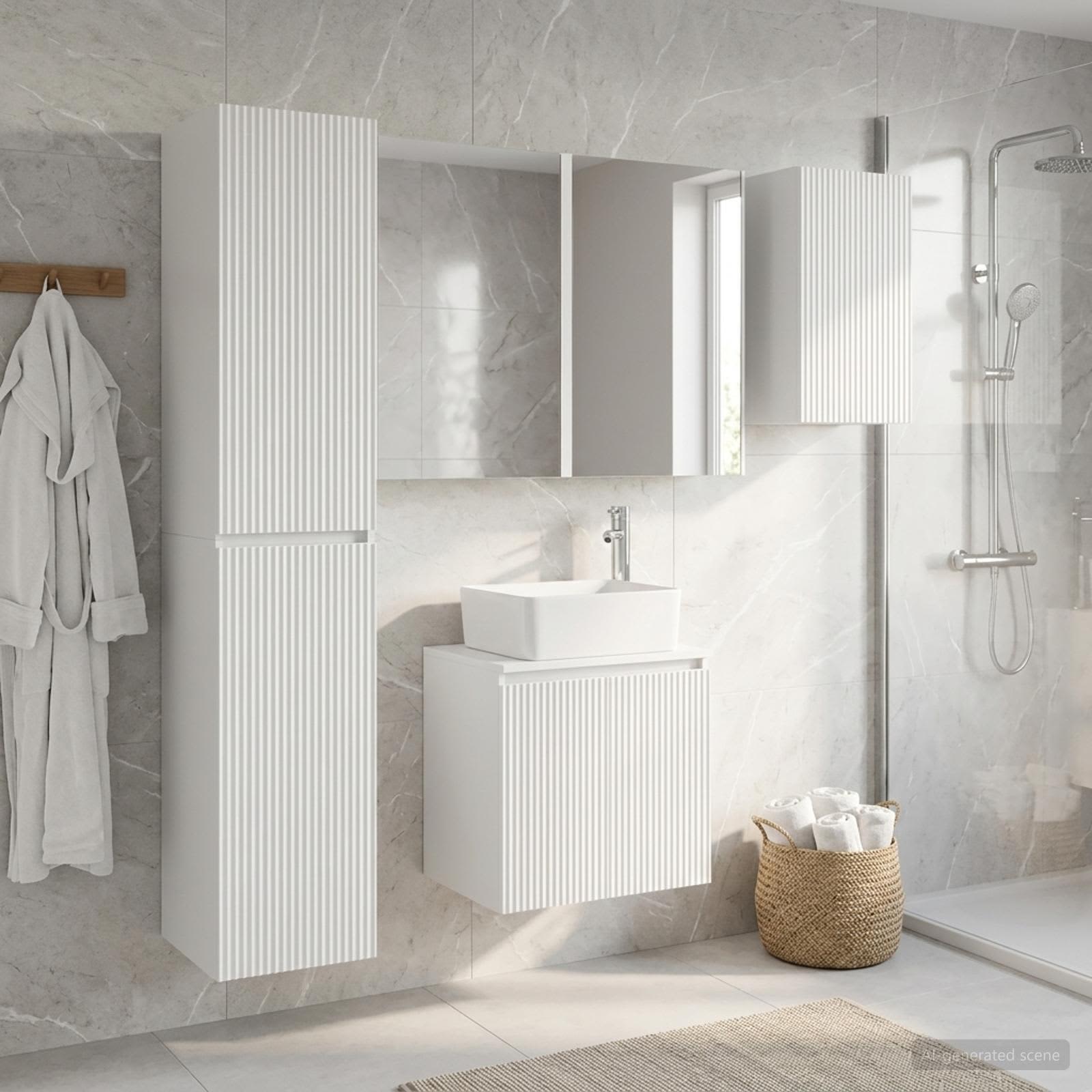Badezimmerschrank-Set 5 stk. Weiß Holzwerkstoff