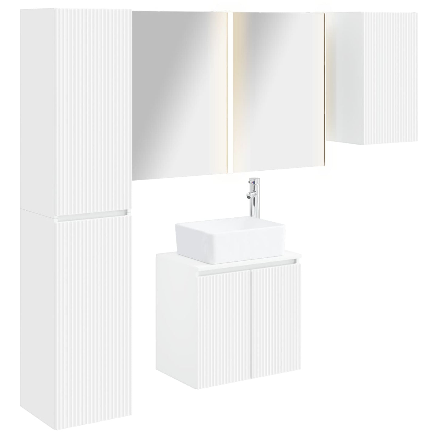 Badezimmerschrank-Set 5 stk. Weiß Holzwerkstoff