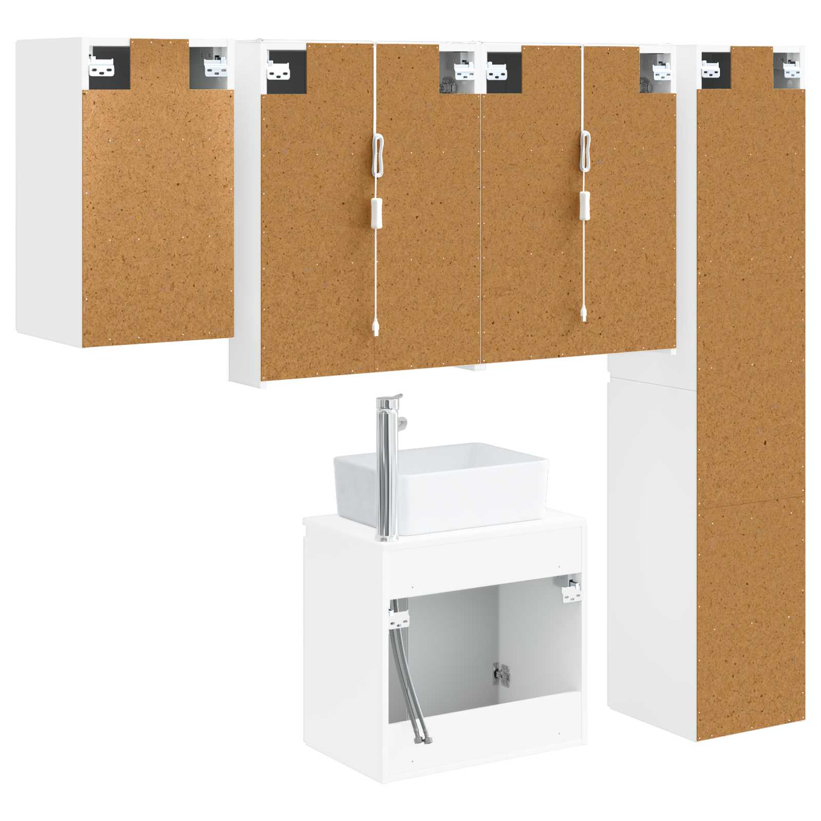 Badezimmerschrank-Set 5 stk. Weiß Holzwerkstoff
