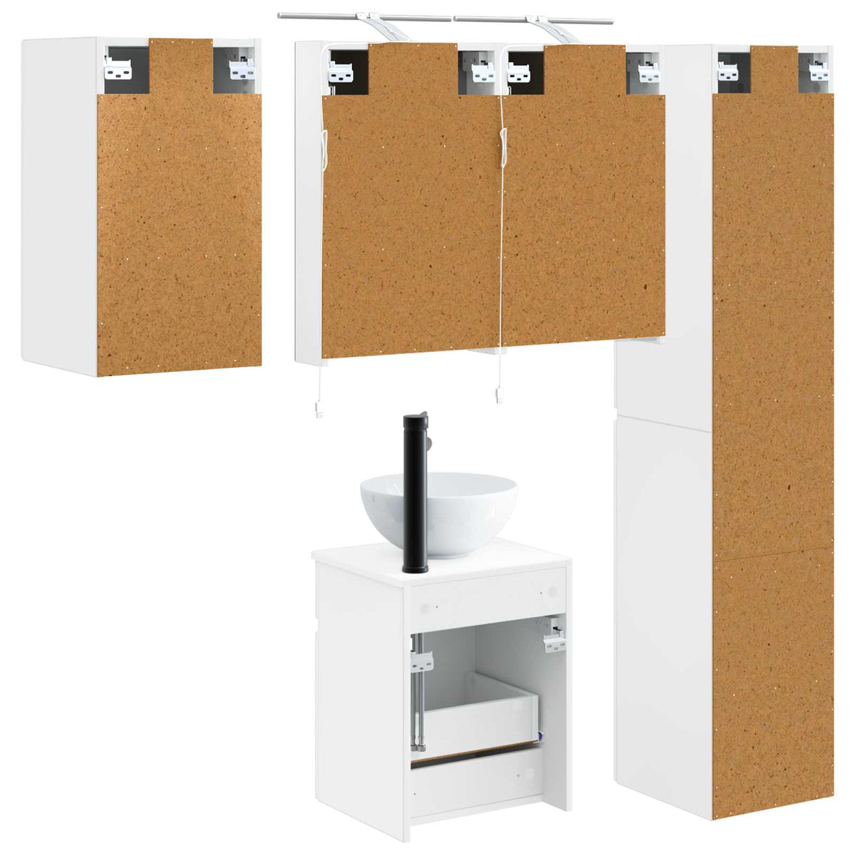 Badezimmerschrank-Set 5 stk. Weiß Holzwerkstoff
