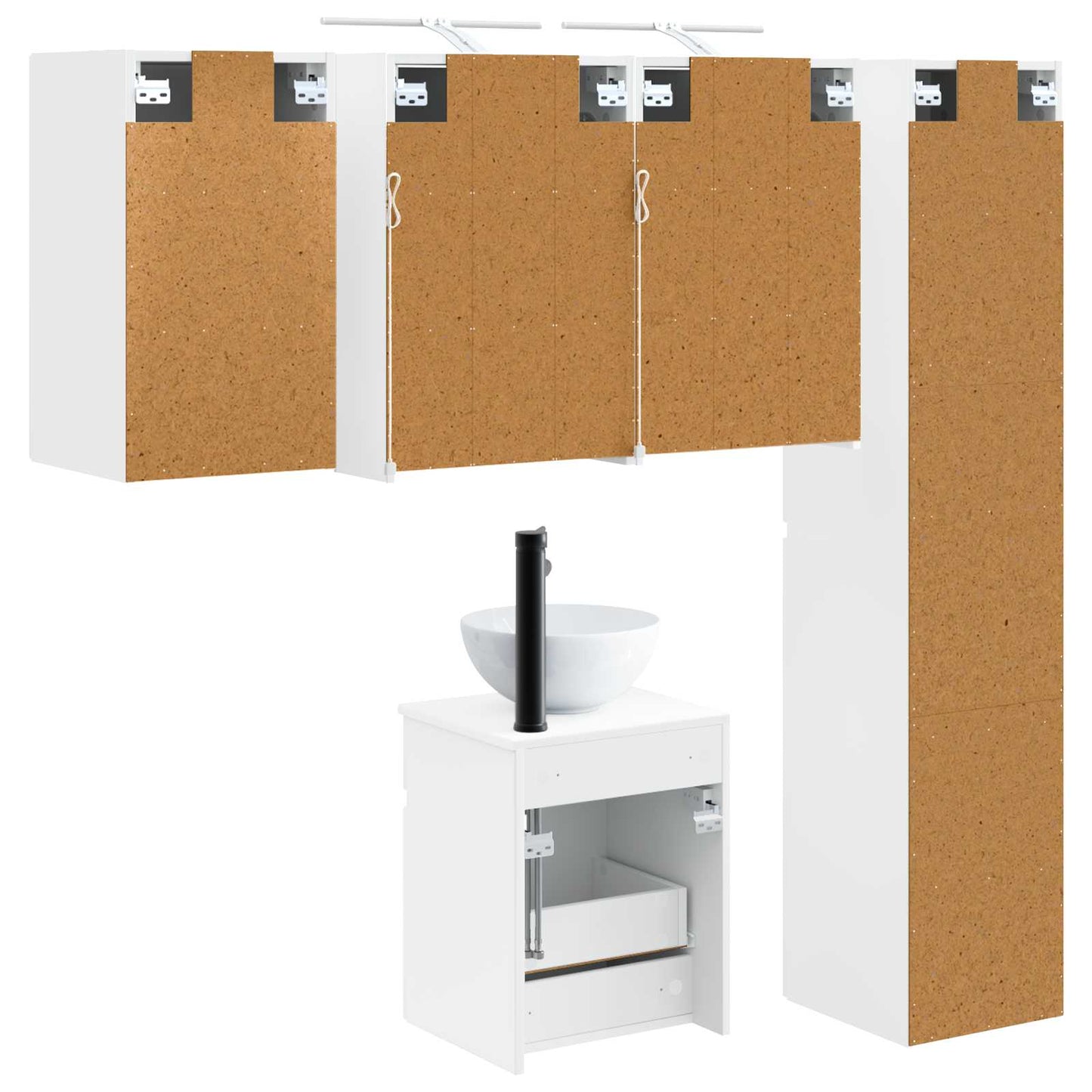 Badezimmerschrank-Set 5 stk. Weiß Holzwerkstoff