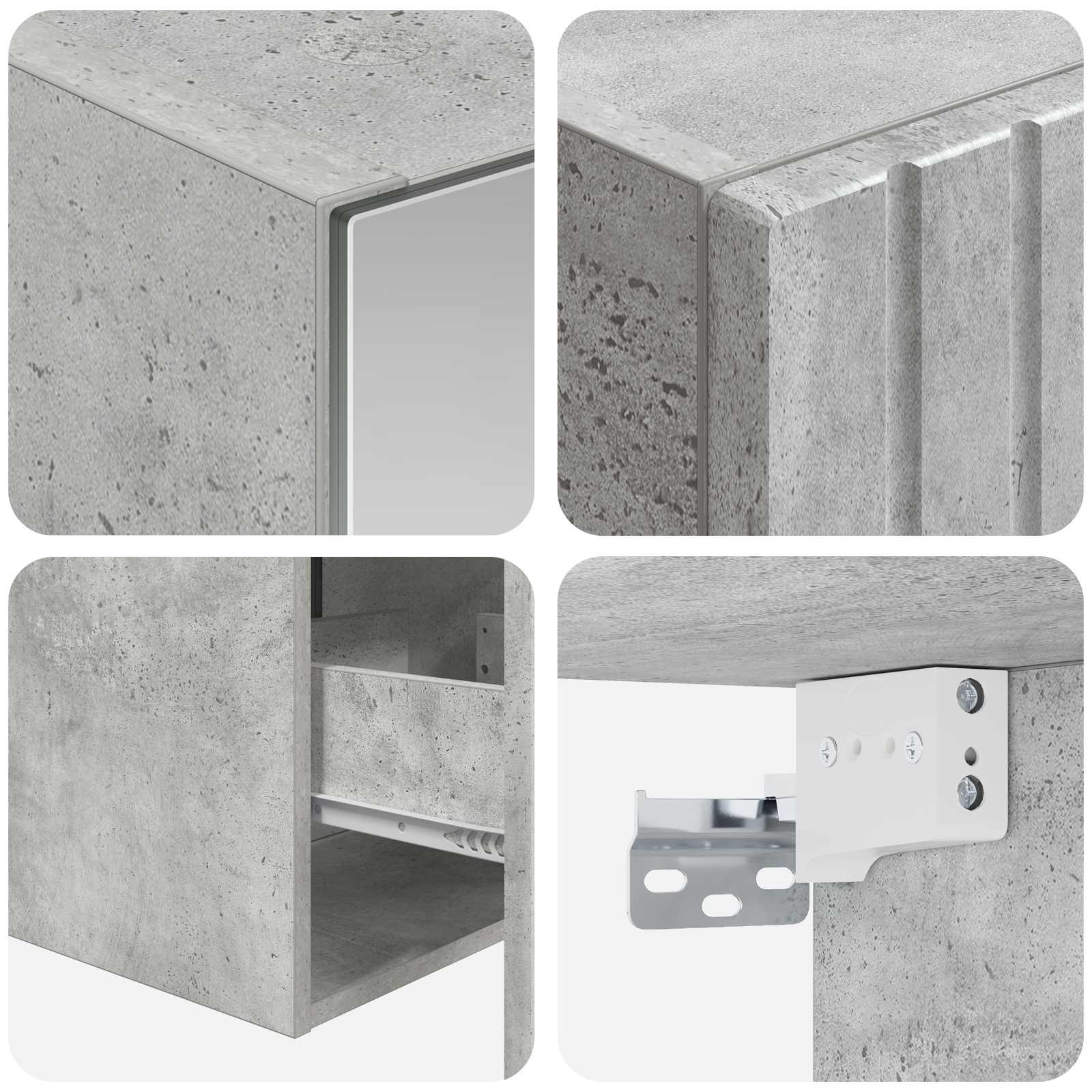 Badezimmerschrank-Set 5 stk. Betongrau Holzwerkstoff