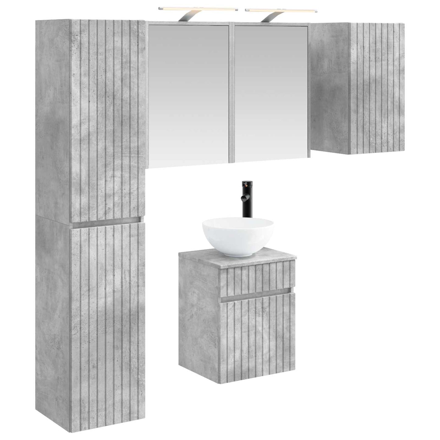 Badezimmerschrank-Set 5 stk. Betongrau Holzwerkstoff