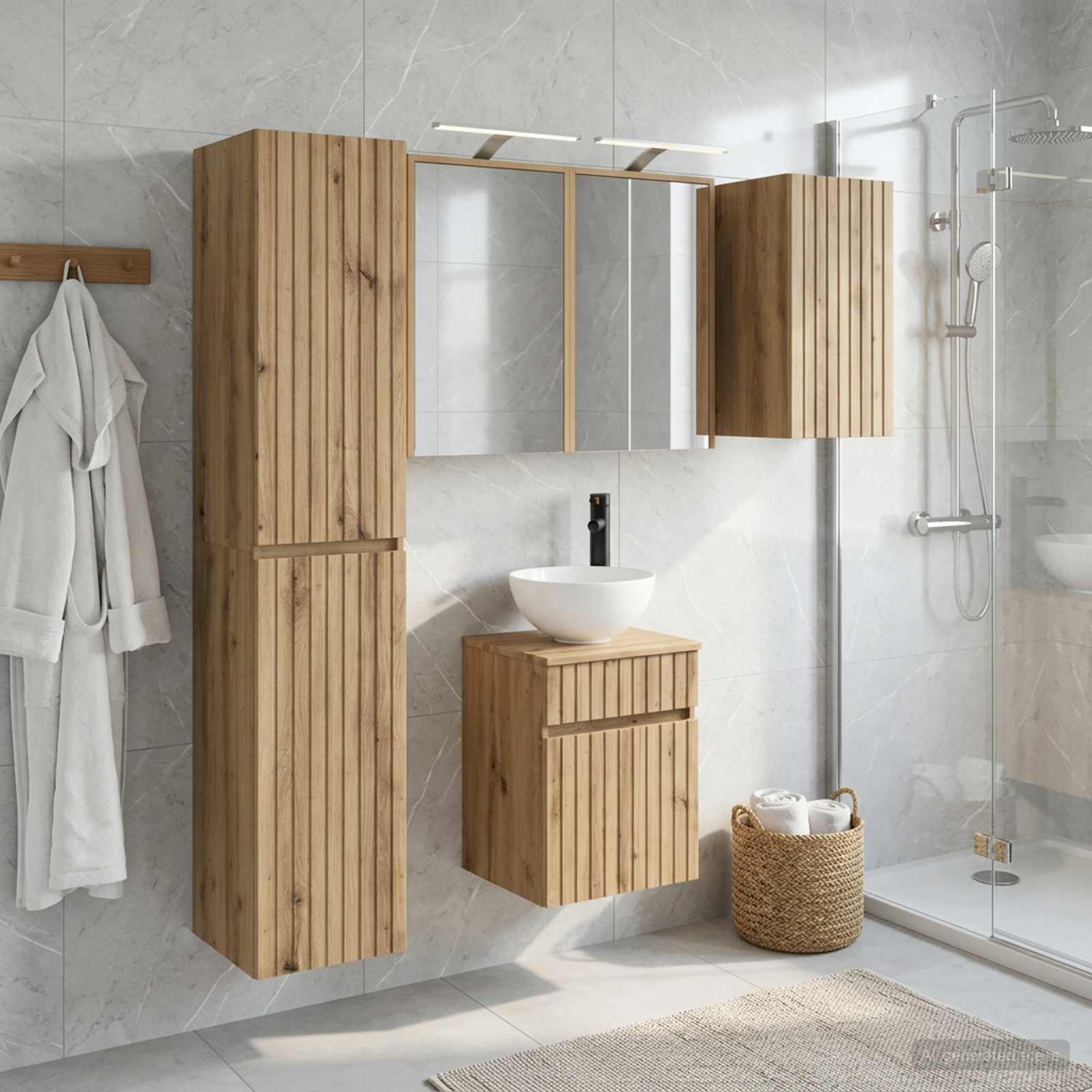 Badezimmerschrank-Set 5 stk. Artisan-Eiche Holzwerkstoff