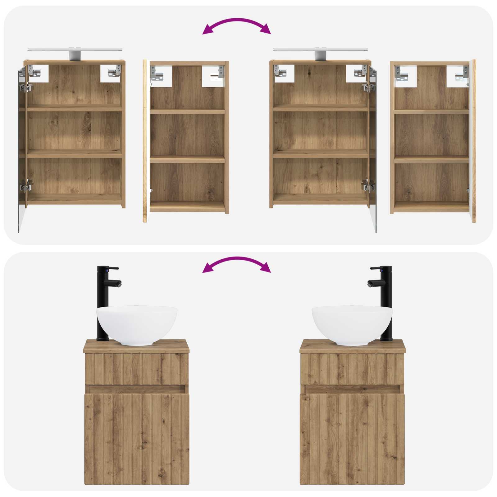 Badezimmerschrank-Set 5 stk. Artisan-Eiche Holzwerkstoff