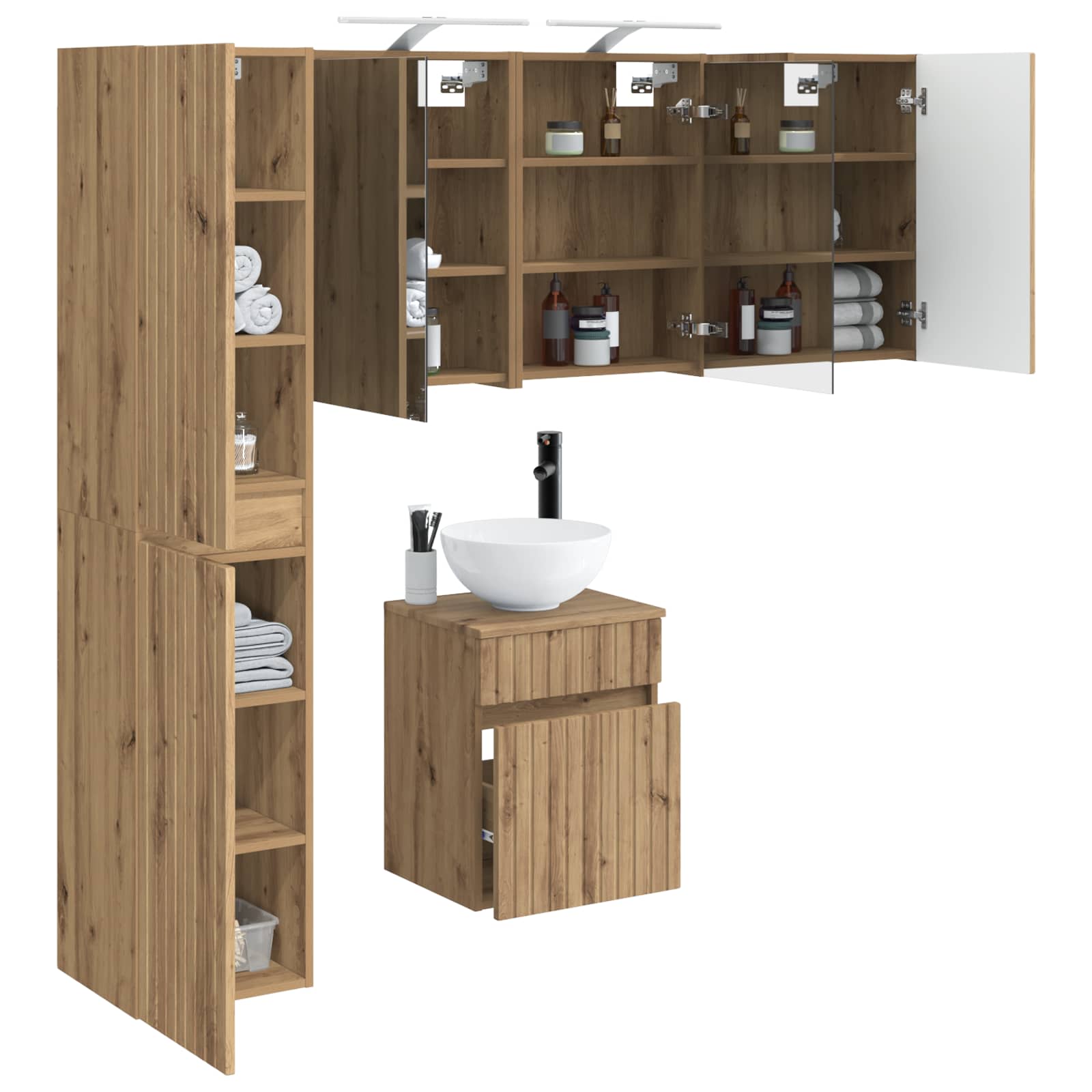 Badezimmerschrank-Set 5 stk. Artisan-Eiche Holzwerkstoff