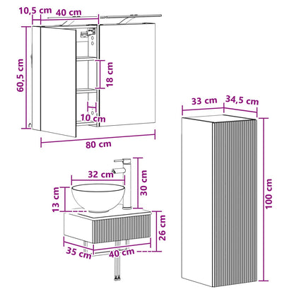 Badezimmerschrank-Set 4 stk. Weiß Holzwerkstoff