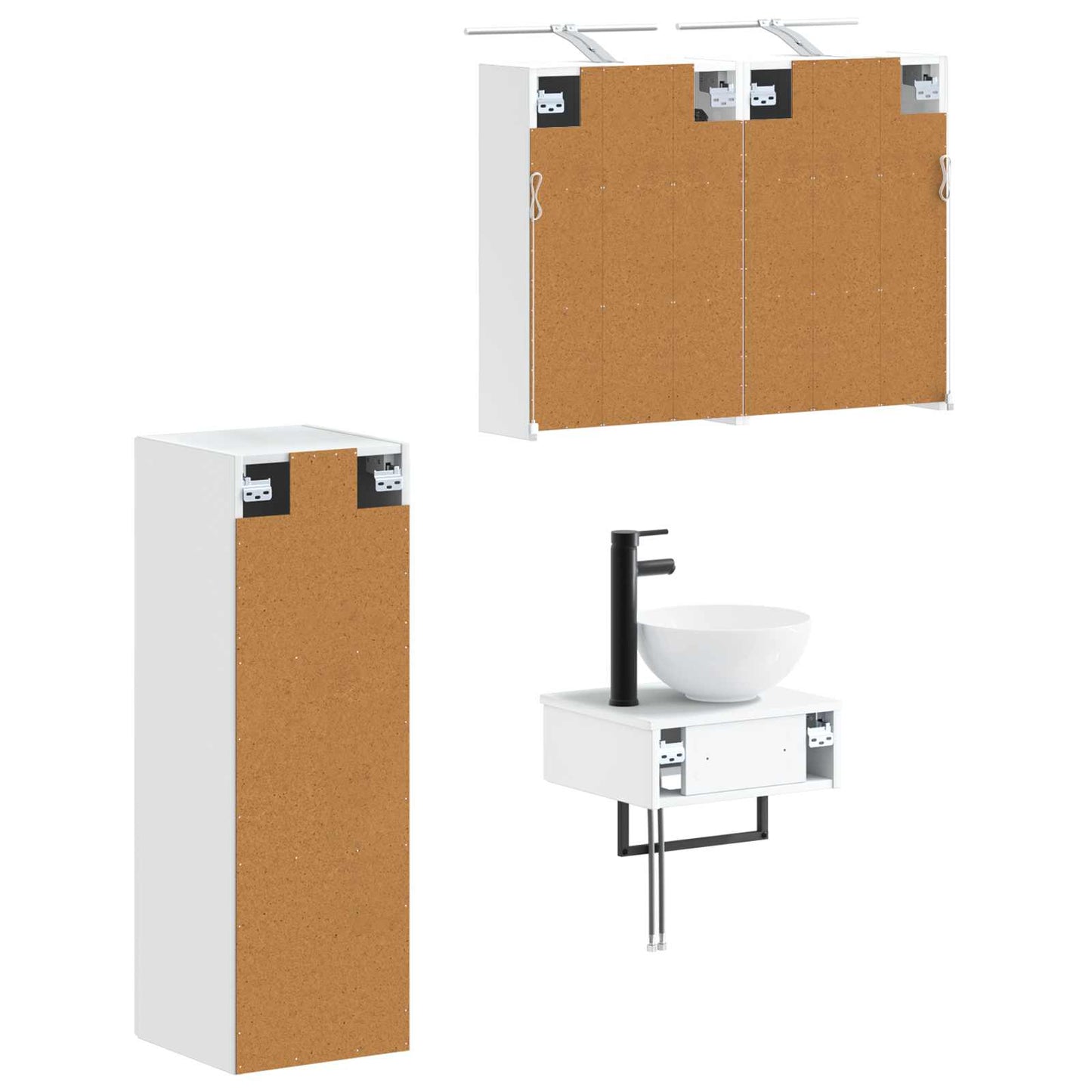 Badezimmerschrank-Set 4 stk. Weiß Holzwerkstoff