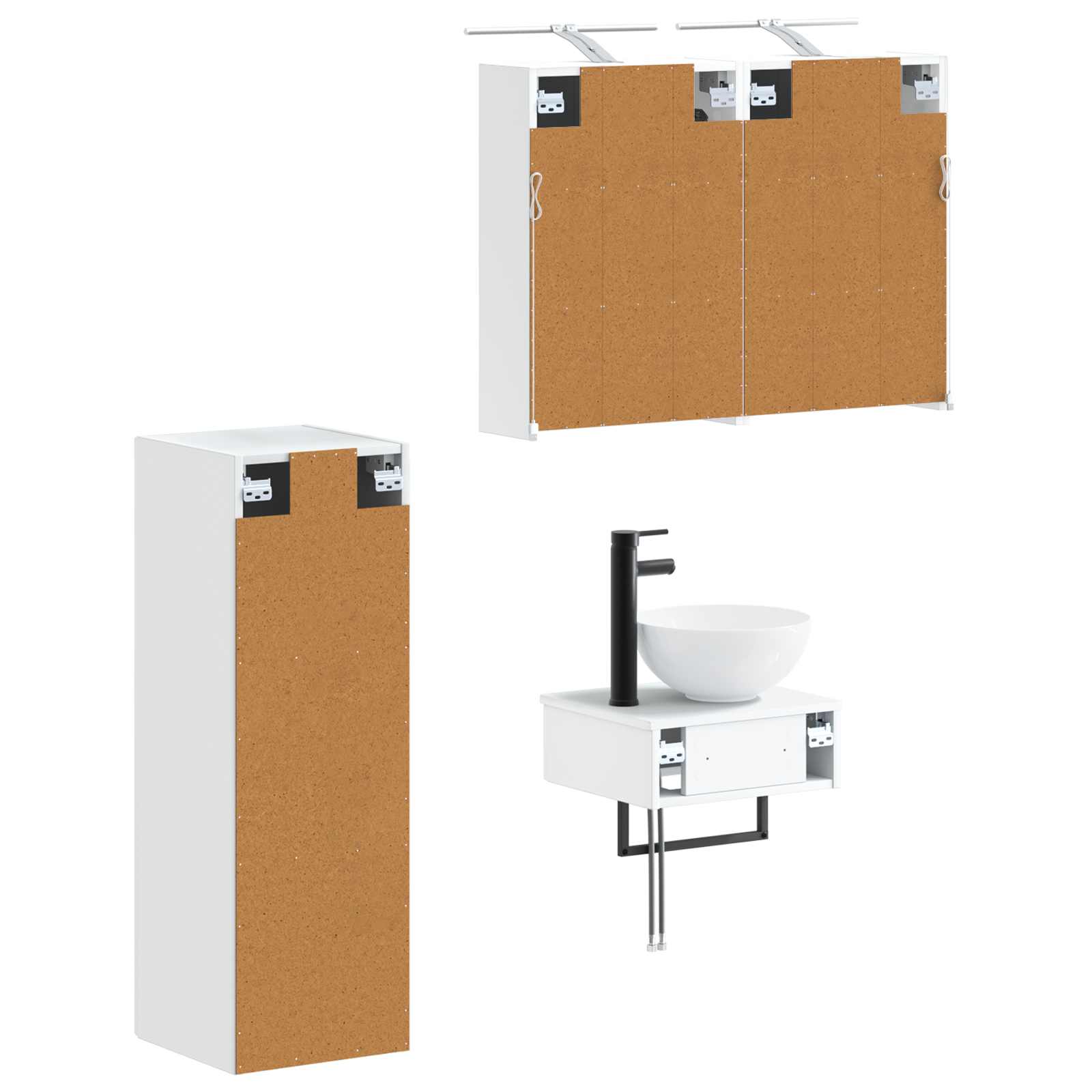 Badezimmerschrank-Set 4 stk. Weiß Holzwerkstoff