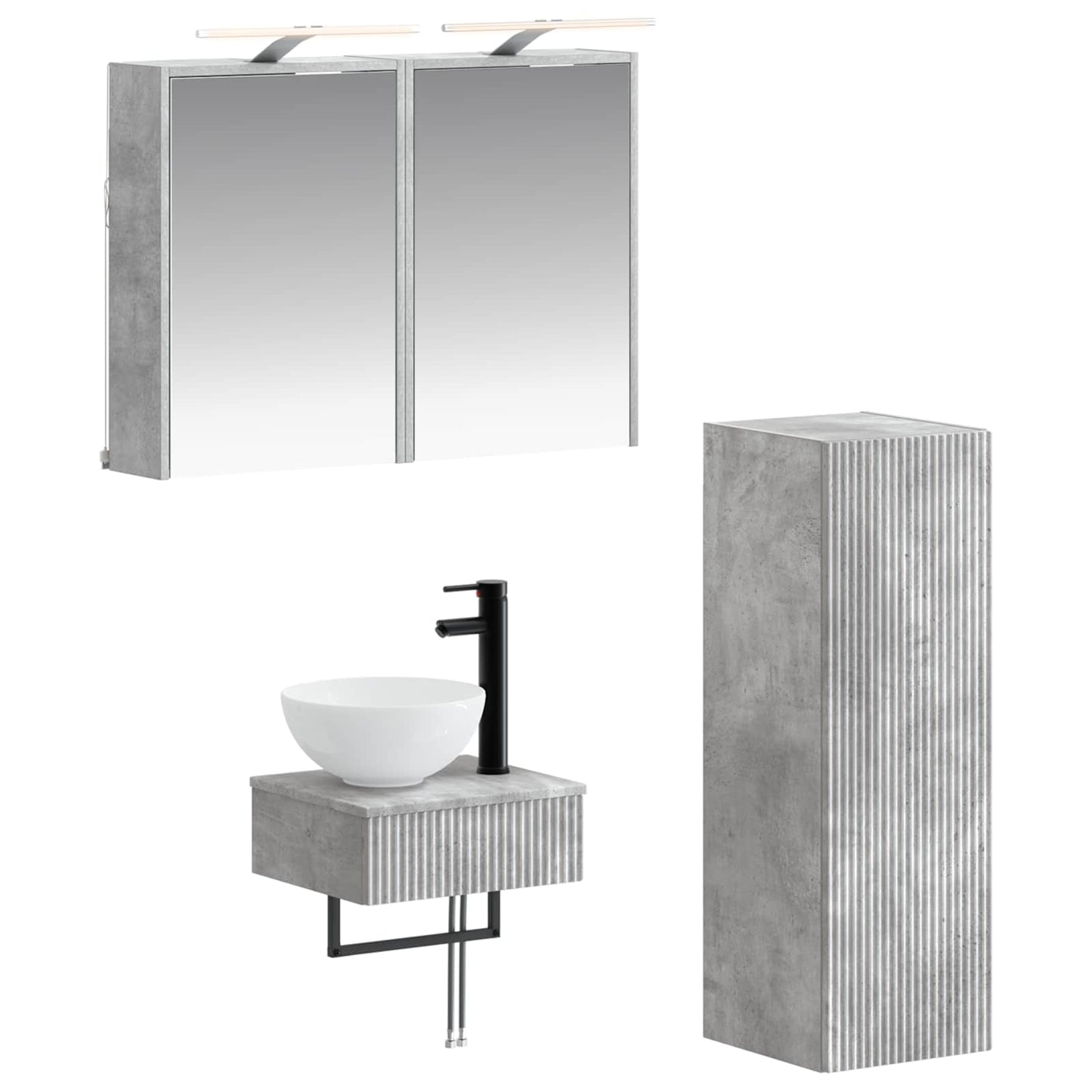 Badezimmerschrank-Set 4 stk. Betongrau Holzwerkstoff