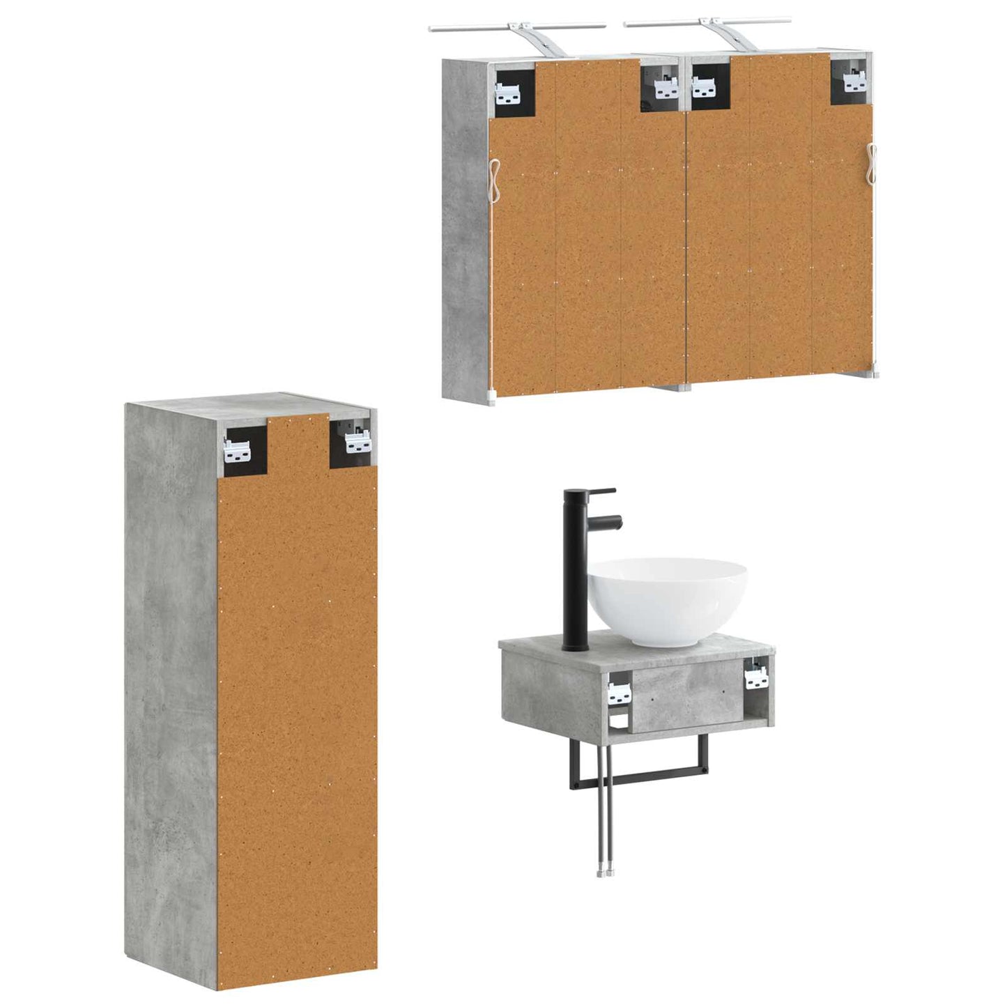 Badezimmerschrank-Set 4 stk. Betongrau Holzwerkstoff