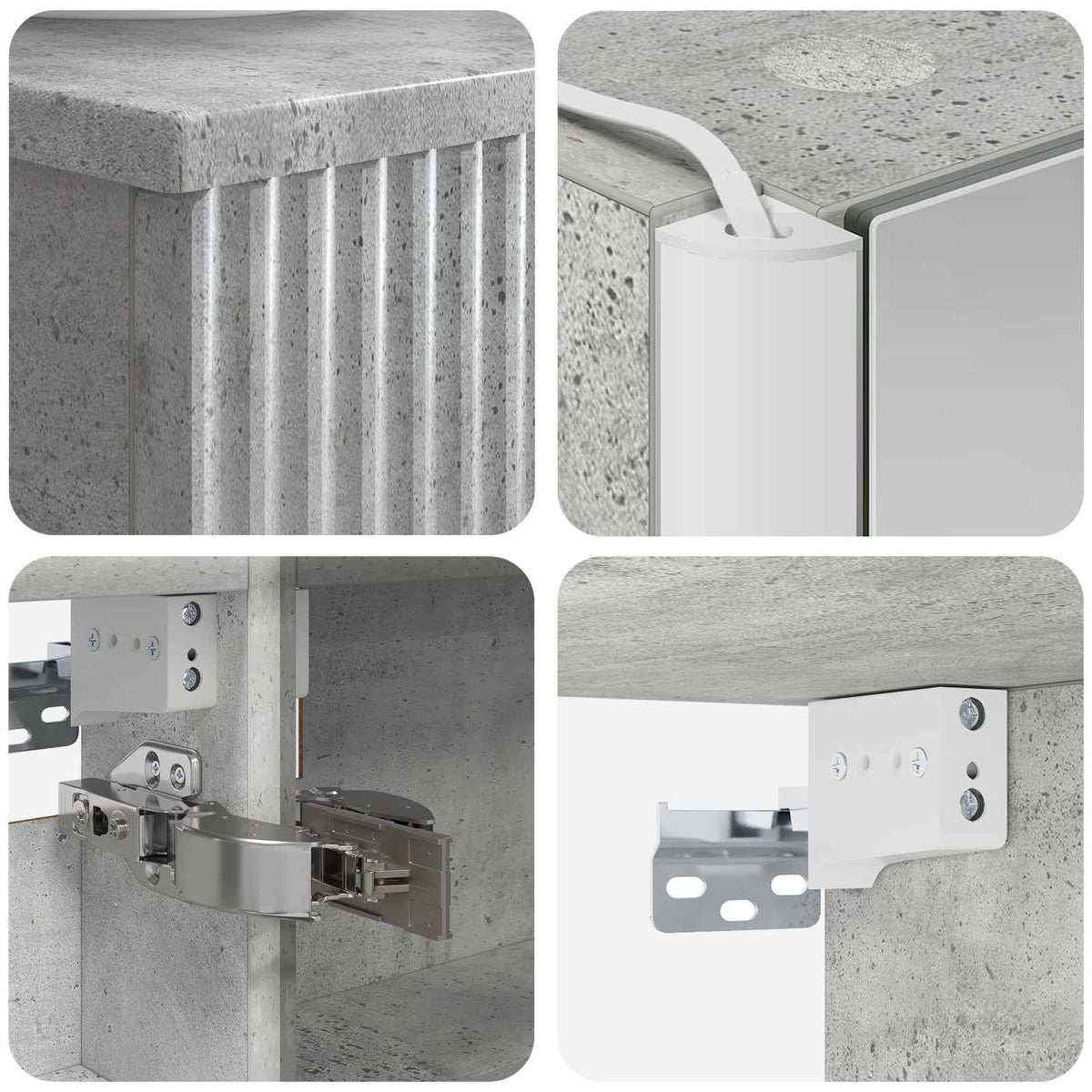 Badezimmerschrank-Set 4 stk. Betongrau Holzwerkstoff