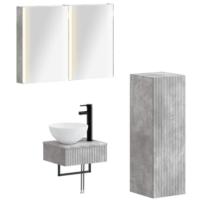 Badezimmerschrank-Set 4 stk. Betongrau Holzwerkstoff
