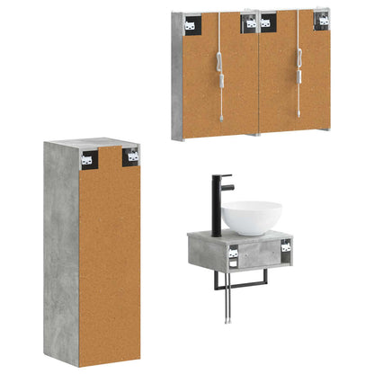 Badezimmerschrank-Set 4 stk. Betongrau Holzwerkstoff
