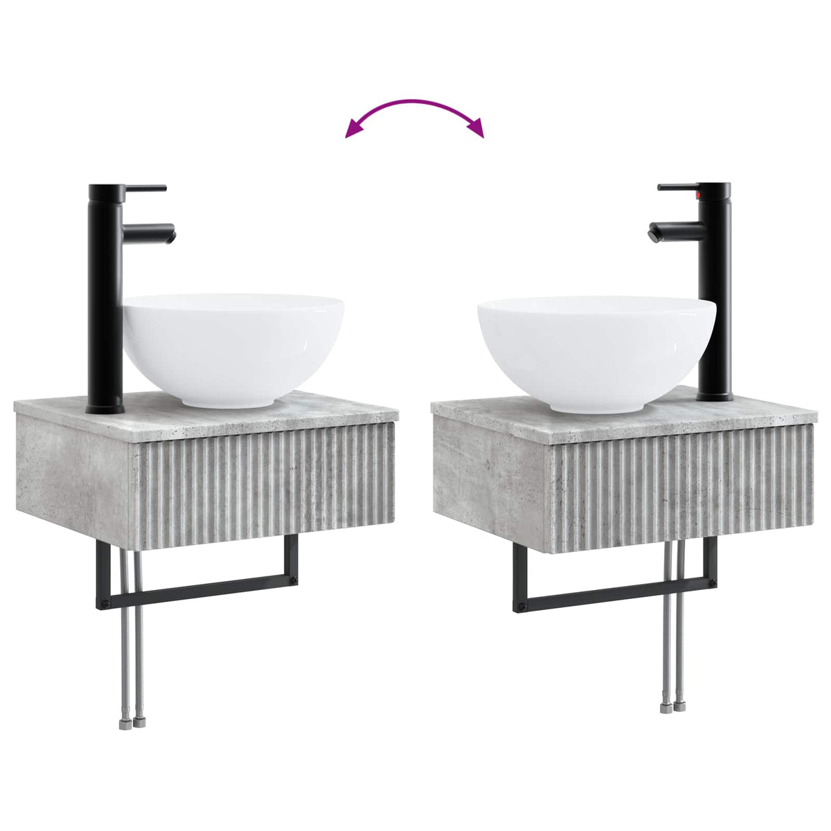 Badezimmerschrank-Set 4 stk. Betongrau Holzwerkstoff