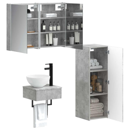 Badezimmerschrank-Set 4 stk. Betongrau Holzwerkstoff