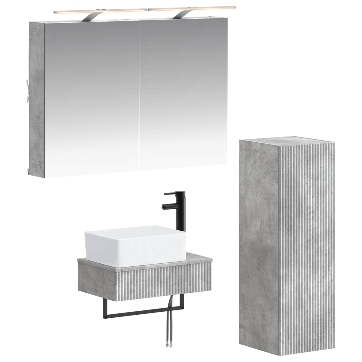 Badezimmerschrank-Set 4 stk. Betongrau Holzwerkstoff