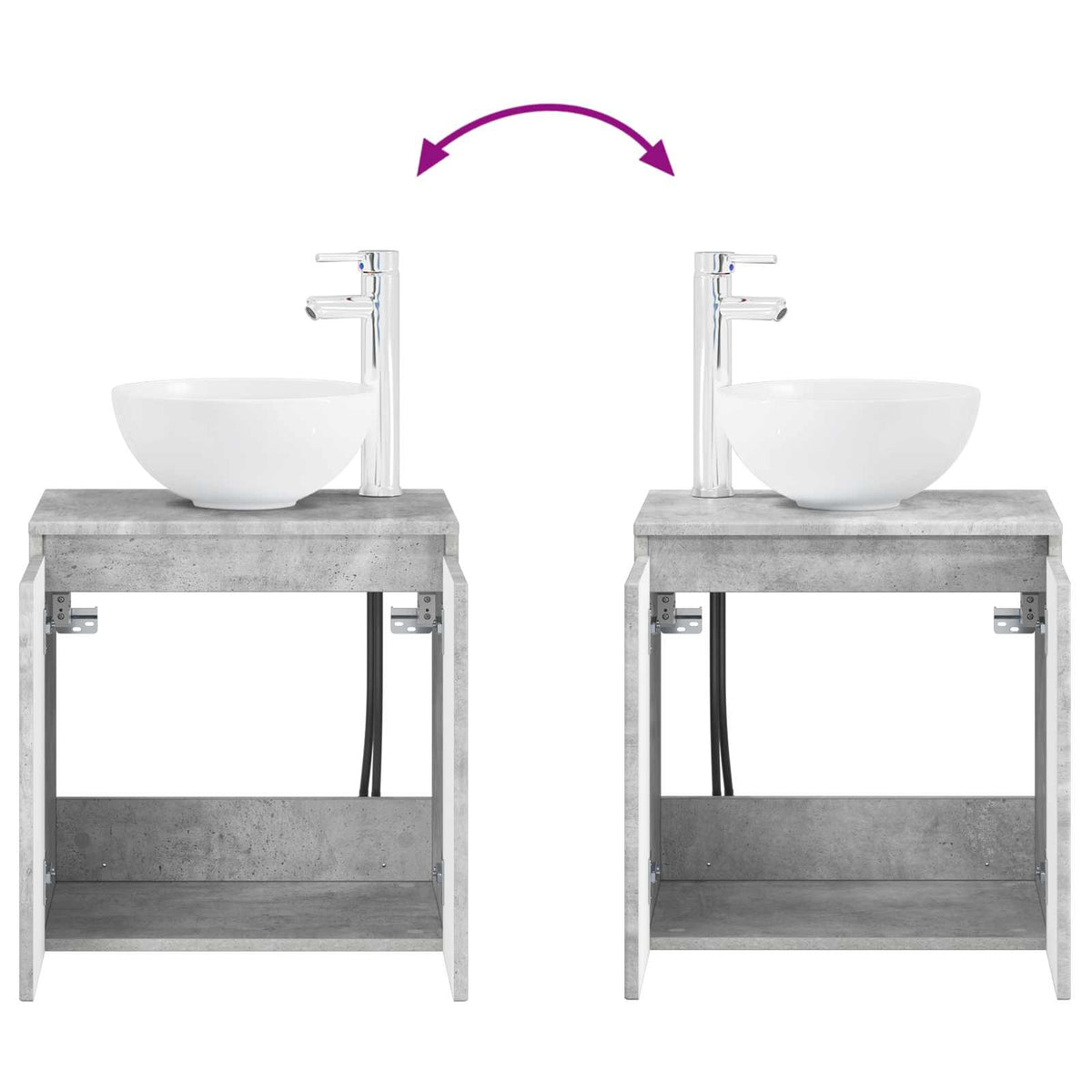 Badezimmermöbel-Set 4 stk. Betongrau Ingenieurholz und Glas