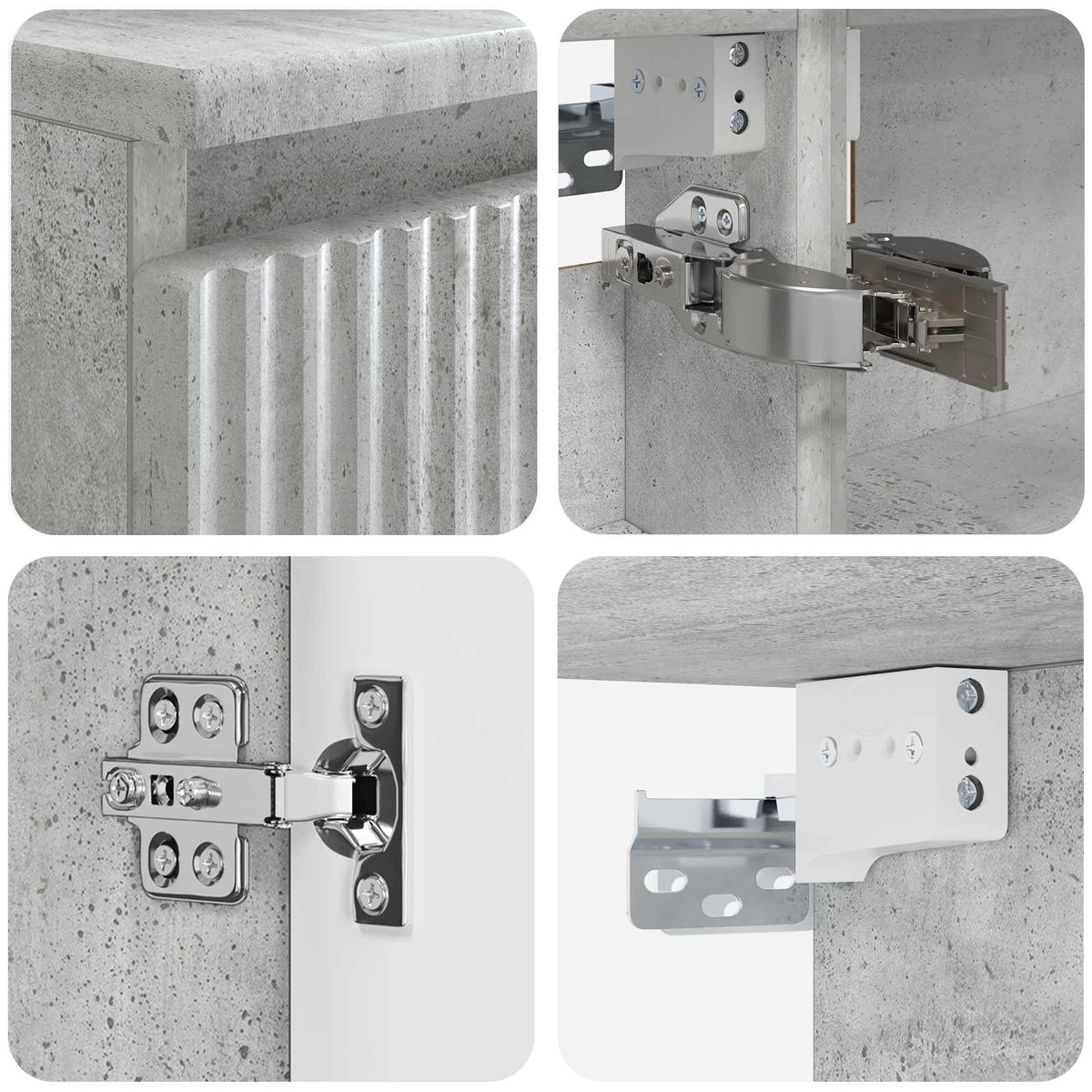 Badezimmermöbel-Set 4 stk. Betongrau Ingenieurholz und Glas