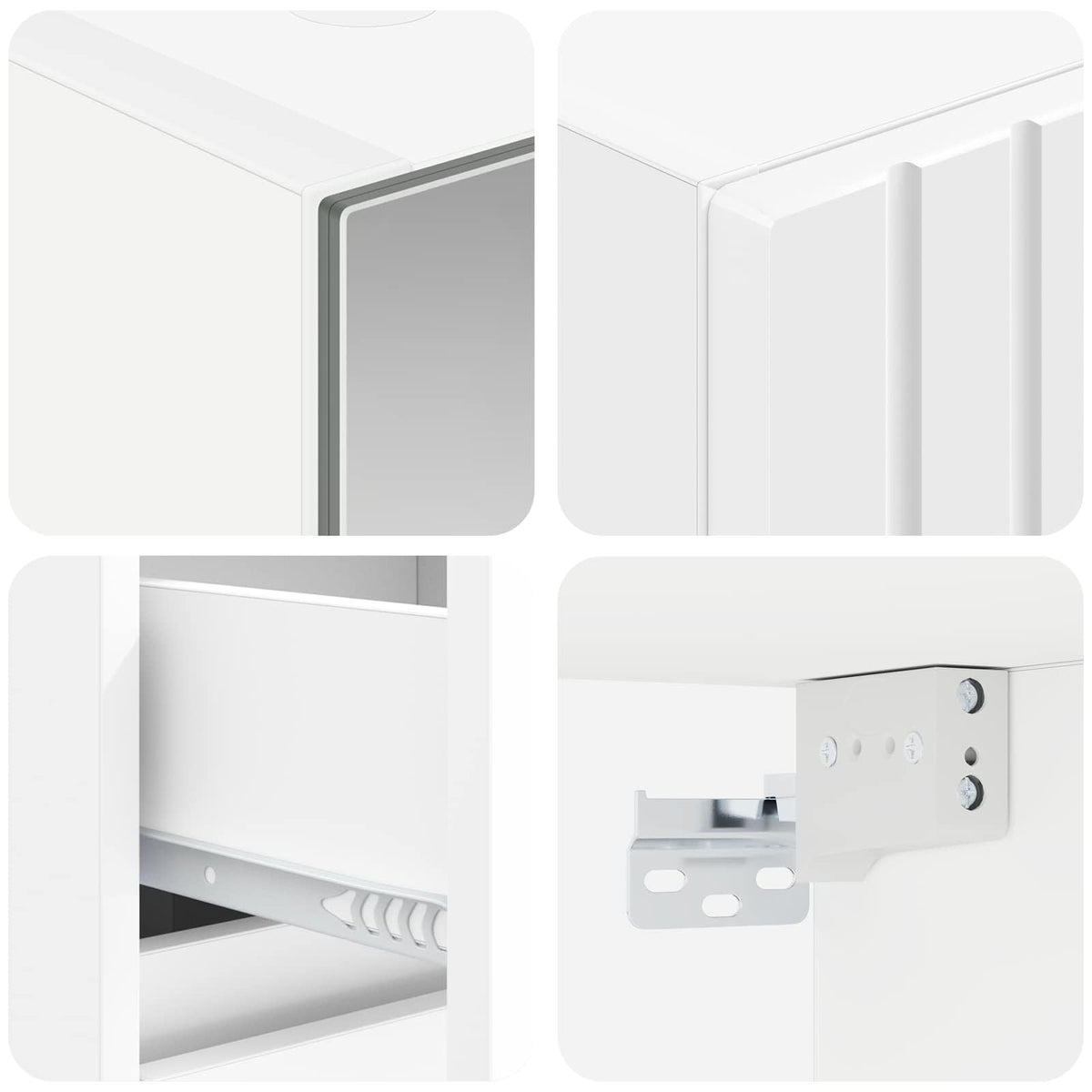 Badezimmermöbel-Set 4 stk. Weiß Ingenieurholz und Glas