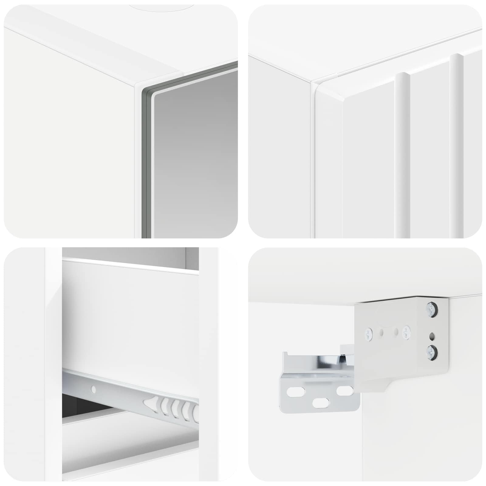 Badezimmermöbel-Set 4 stk. Weiß Ingenieurholz und Glas