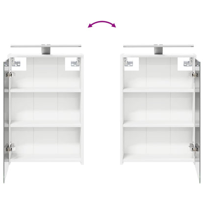 Badezimmermöbel-Set 4 stk. Weiß Ingenieurholz und Glas