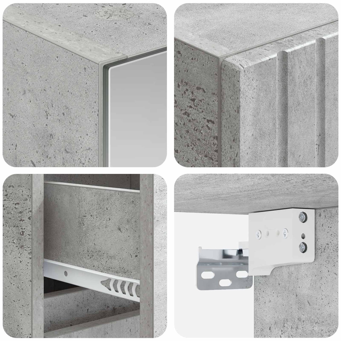Badezimmermöbel-Set 4 stk. Betongrau Ingenieurholz und Glas