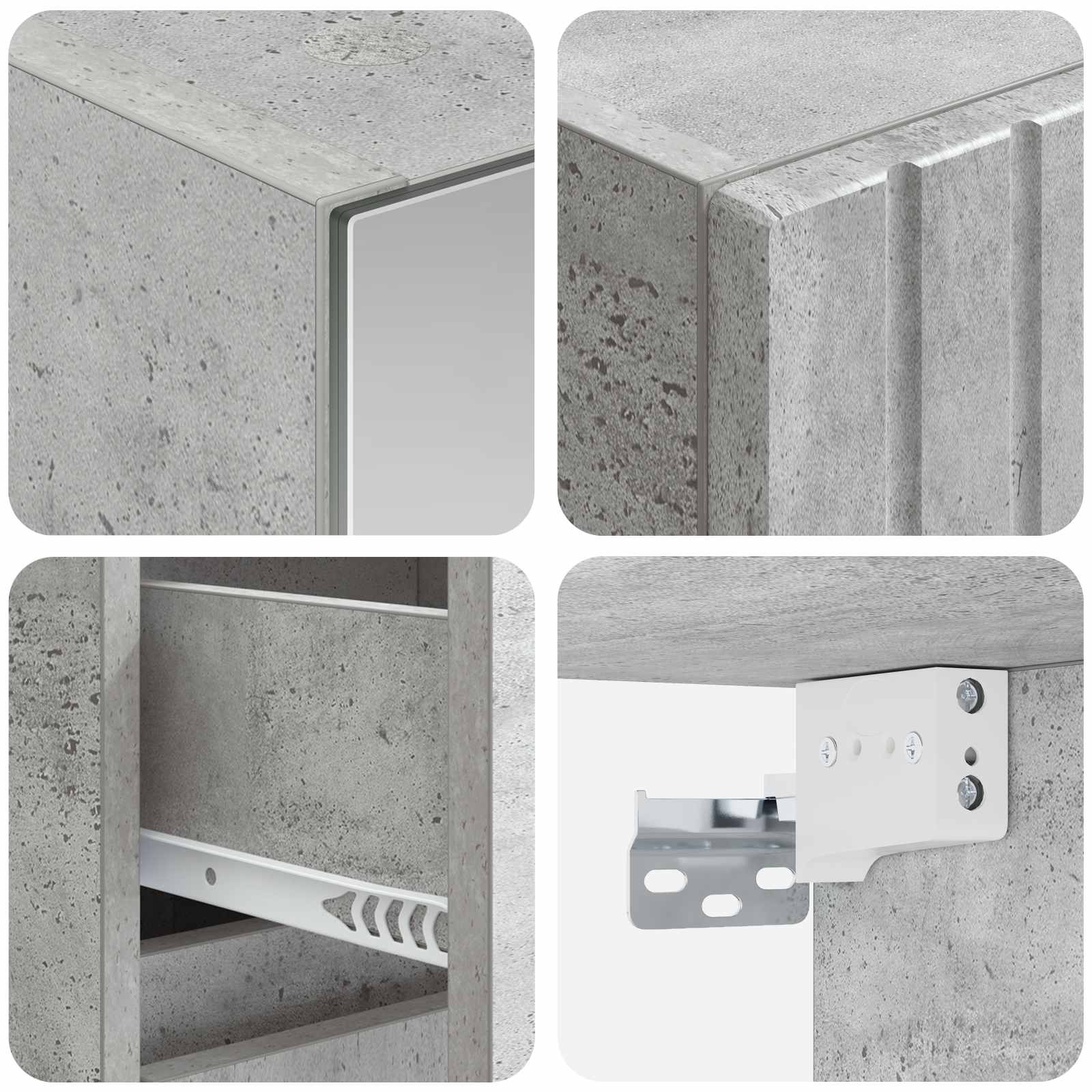 Badezimmermöbel-Set 4 stk. Betongrau Ingenieurholz und Glas