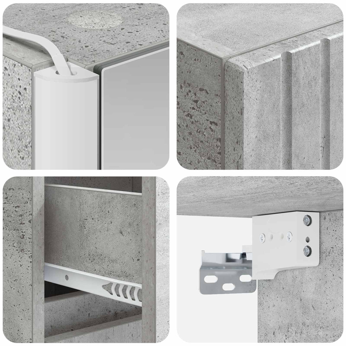 Badezimmermöbel-Set 4 stk. Betongrau Ingenieurholz und Glas