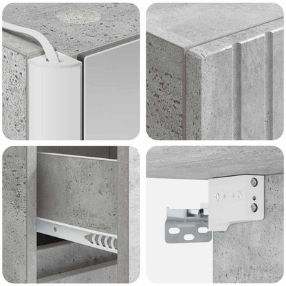 Badezimmermöbel-Set 4 stk. Betongrau Ingenieurholz und Glas