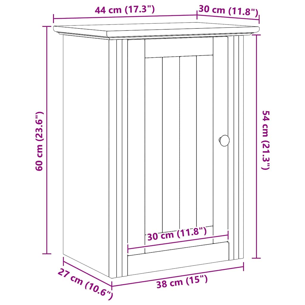 Badezimmer-Wandschrank BODO Honigbraun 44 x 30 x 60 cm