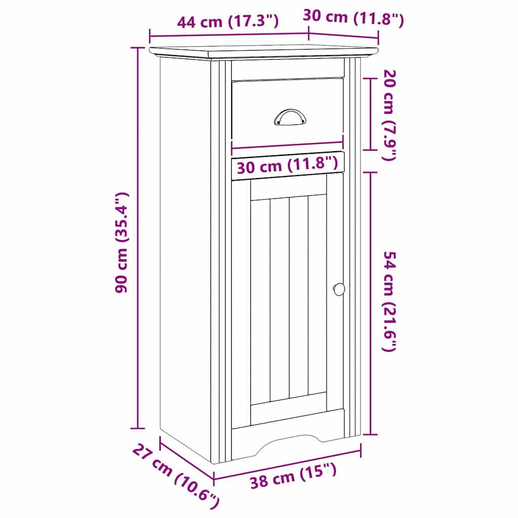 Badezimmerschrank BODO Honigbraun 44 x 30 x 90 cm Holzwerkstoff