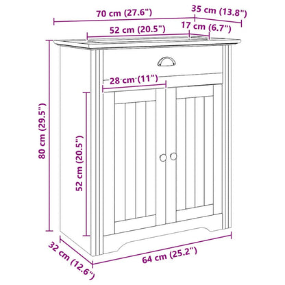 Badezimmerschrank BODO Honigbraun 70 x 35 x 80 cm Holzwerkstoff
